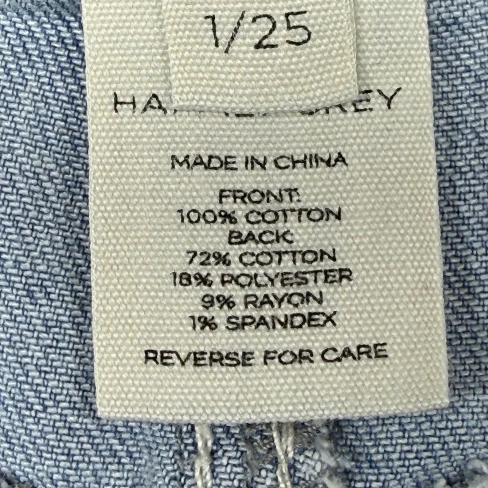 Happily Grey Super High Rise Wedge Striped Distressed Denim Shorts Blue White 25 - Picture 5 of 11
